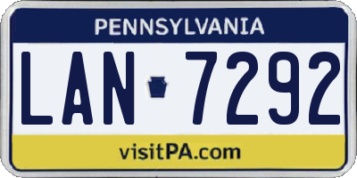 PA license plate LAN7292
