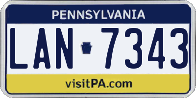 PA license plate LAN7343