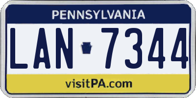 PA license plate LAN7344