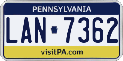 PA license plate LAN7362
