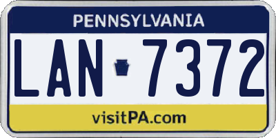 PA license plate LAN7372