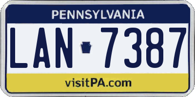 PA license plate LAN7387