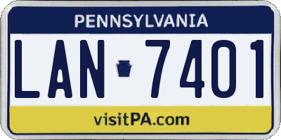 PA license plate LAN7401