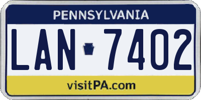 PA license plate LAN7402