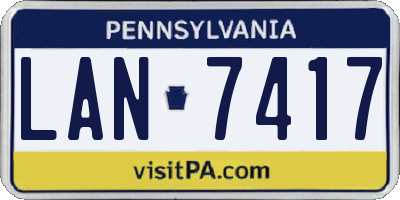 PA license plate LAN7417