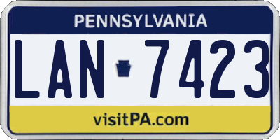 PA license plate LAN7423