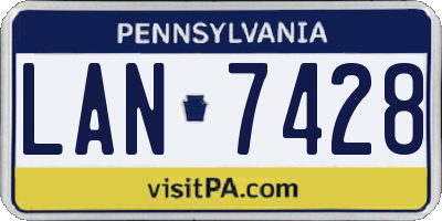 PA license plate LAN7428