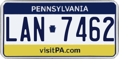 PA license plate LAN7462