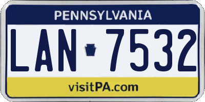PA license plate LAN7532