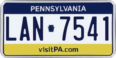 PA license plate LAN7541