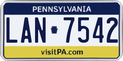 PA license plate LAN7542