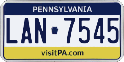 PA license plate LAN7545