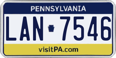 PA license plate LAN7546