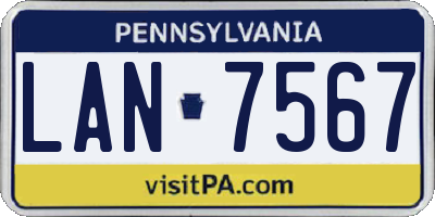 PA license plate LAN7567