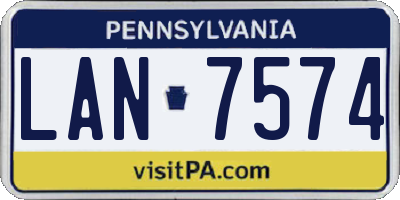 PA license plate LAN7574