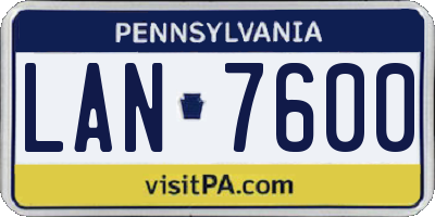 PA license plate LAN7600