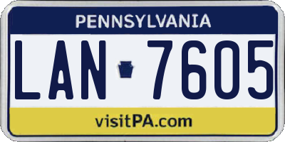 PA license plate LAN7605