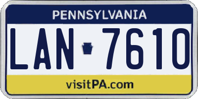 PA license plate LAN7610