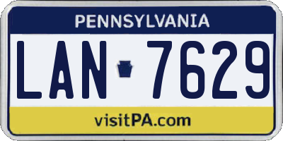PA license plate LAN7629