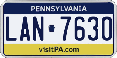 PA license plate LAN7630
