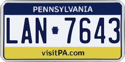 PA license plate LAN7643