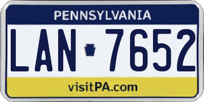PA license plate LAN7652