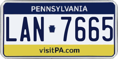 PA license plate LAN7665