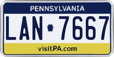 PA license plate LAN7667