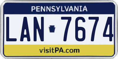 PA license plate LAN7674