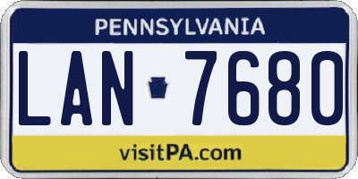PA license plate LAN7680