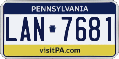 PA license plate LAN7681