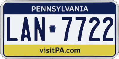 PA license plate LAN7722