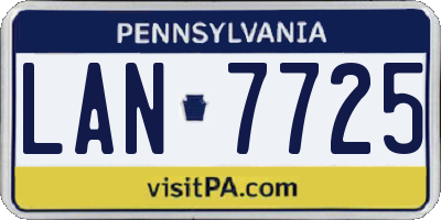 PA license plate LAN7725