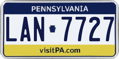 PA license plate LAN7727