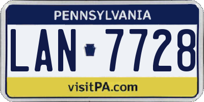 PA license plate LAN7728