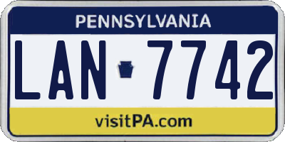 PA license plate LAN7742