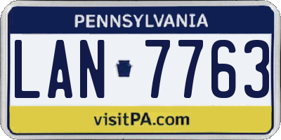 PA license plate LAN7763