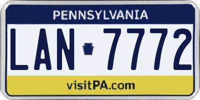 PA license plate LAN7772
