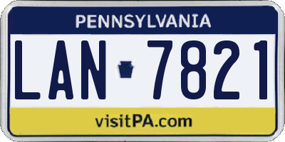 PA license plate LAN7821