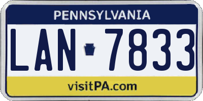 PA license plate LAN7833