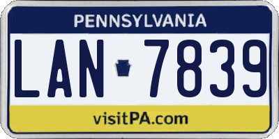 PA license plate LAN7839