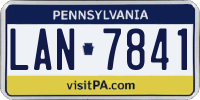 PA license plate LAN7841