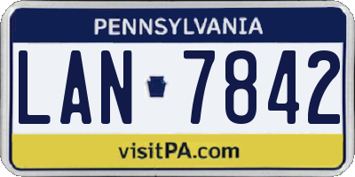 PA license plate LAN7842