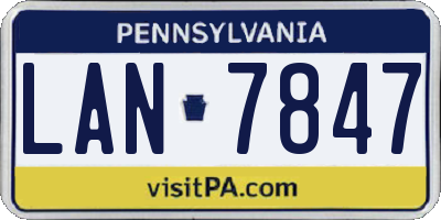 PA license plate LAN7847