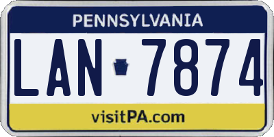 PA license plate LAN7874