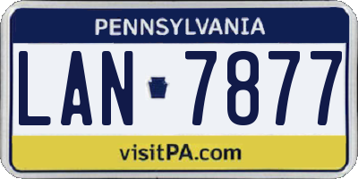 PA license plate LAN7877