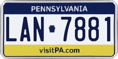 PA license plate LAN7881