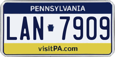 PA license plate LAN7909