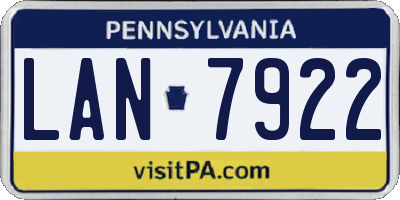 PA license plate LAN7922