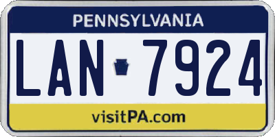 PA license plate LAN7924